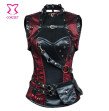Red Black Punk Skull Pattern Gothic Clothing Sexy Corsets And Bustiers Steel Bone Steampunk Corset P