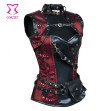 Red Black Punk Skull Pattern Gothic Clothing Sexy Corsets And Bustiers Steel Bone Steampunk Corset P