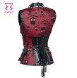 Red Black Punk Skull Pattern Gothic Clothing Sexy Corsets And Bustiers Steel Bone Steampunk Corset P