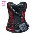 Red Black Punk Skull Pattern Gothic Clothing Sexy Corsets And Bustiers Steel Bone Steampunk Corset P