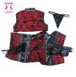 Red Black Punk Skull Pattern Gothic Clothing Sexy Corsets And Bustiers Steel Bone Steampunk Corset P
