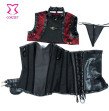 Red Black Punk Skull Pattern Gothic Clothing Sexy Corsets And Bustiers Steel Bone Steampunk Corset P