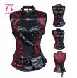 Red Black Punk Skull Pattern Gothic Clothing Sexy Corsets And Bustiers Steel Bone Steampunk Corset P