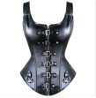 Faux Leather Corselet Gothic Shoulder Strap Corset Steampunk Plus Size Bustier Black ZipperBuckle B Faux Leather Corselet Gothic Shoulder Strap Corset Steampunk Plus Size Bustier Black ZipperBuckle B