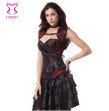 Red Black Punk Skull Pattern Gothic Clothing Sexy Corsets And Bustiers Steel Bone Steampunk Corset P