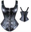 Faux Leather Corselet Gothic Shoulder Strap Corset Steampunk Plus Size Bustier Black ZipperBuckle B Faux Leather Corselet Gothic Shoulder Strap Corset Steampunk Plus Size Bustier Black ZipperBuckle B