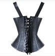 Faux Leather Corselet Gothic Shoulder Strap Corset Steampunk Plus Size Bustier Black ZipperBuckle B Faux Leather Corselet Gothic Shoulder Strap Corset Steampunk Plus Size Bustier Black ZipperBuckle B
