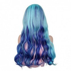 Crossdresser Long Wavy Mixed Blue Pink Purple Synthetic Hair Wigs