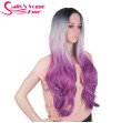 Wigs Heat Resistant 22 inch Long Wavy Cosplay Hair Synthetic Wigs 280 Gram Ombre Black Grey Purple