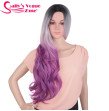 Wigs Heat Resistant 22 inch Long Wavy Cosplay Hair Synthetic Wigs 280 Gram Ombre Black Grey Purple