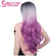 Wigs Heat Resistant 22 inch Long Wavy Cosplay Hair Synthetic Wigs 280 Gram Ombre Black Grey Purple