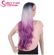 Wigs Heat Resistant 22 inch Long Wavy Cosplay Hair Synthetic Wigs 280 Gram Ombre Black Grey Purple