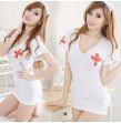 GZDL Hot Women Badydoll Sleepwear Nightwear Open Behind Nurse Cosplay Uniform Customes Underwear Nig