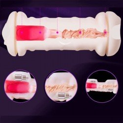Khalesex Realistic Oral Deep Throat Male Masturbate Cup Double Vibrator Aritificial Vagina Pocket Pu