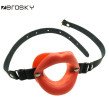 Zerosky Open Mouth Gag Ball for Women Couple PU Leather Mouth Gag Slave Oral Fixation Stuffed Flirti