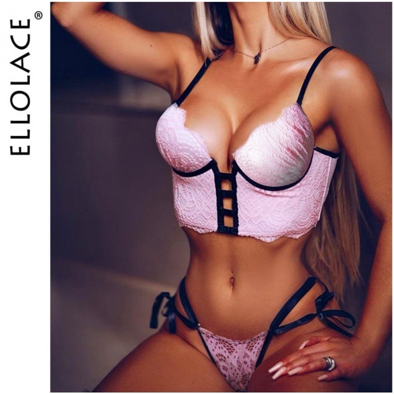 Ellolace Lingerie Sexy Women's Push up Bralette and Thong Ellolace Lingerie Sexy Women's Push up Bralette and Thong