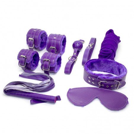 7Pcs Leather Sex Bondage Kit SM Slave Passion Fetish Bed Restraints Bdsm Handcuffs Gag Whip Collar Adult Game Toys For Coupl