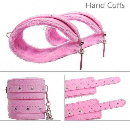 7Pcs Leather Sex Bondage Kit SM Slave Passion Fetish Bed Restraints Bdsm Handcuffs Gag Whip Collar A