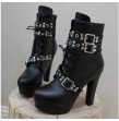 Womens Ankle Boots Platform Lace Up High Heel Short Women Boots Buckle Red Yellow White Sexy Ladies Shoes