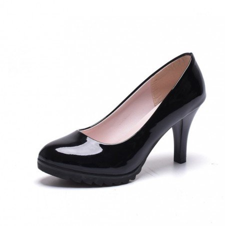 HIGH HEEL PATENT POINTED COURT SHOES WITH CUT OUT TO SIDE COURT SHOES