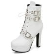 Womens Ankle Boots Platform Lace Up High Heel Short Women Boots Buckle Red Yellow White Sexy Ladies Shoes