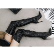 Luxury Brand Sexy PU Leather Cross Strap Over the Knee Boots Woman Pointed Toe Bandage Stiletto