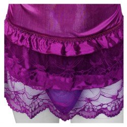 Men Sexy Lace Dress With Thong Gay Sissy Lingerie Set Satin Backless Sleepwear Nightwear Bedtime Girly Temptation Crossdress