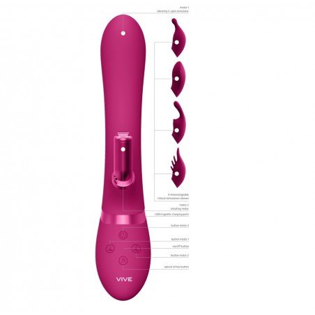 Vive Chou Double Action Interchangeable Rabbit Vibrator
