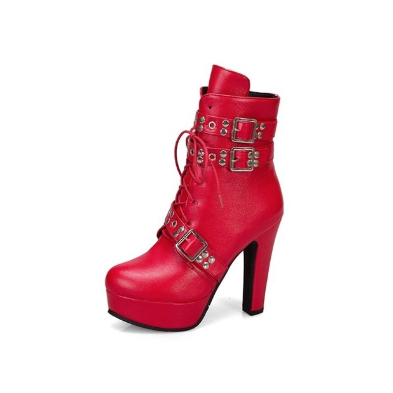 Crossdressing and transvestite Fashion Ankle Boots Women PU Leather Short Boots Sexy Extreme High Heels Platform Shoes