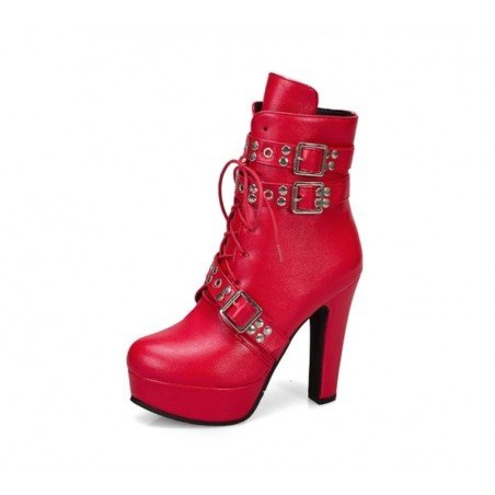 Crossdressing and transvestite Fashion Ankle Boots Women PU Leather Short Boots Sexy Extreme High Heels Platform Shoes