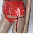 Sexy Women Red PVC Vinyl Bustier Corset Patent Leather Front Lace Up Strapless Top with Suspender Belt Fetish PVC Basque Sexy Women Red PVC Vinyl Bustier Corset Patent Leather Front Lace Up Strapless Top with Suspender Belt Fetish PVC Basque