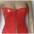Sexy Women Red PVC Vinyl Bustier Corset Patent Leather Front Lace Up Strapless Top with Suspender Belt Fetish PVC Basque Sexy Women Red PVC Vinyl Bustier Corset Patent Leather Front Lace Up Strapless Top with Suspender Belt Fetish PVC Basque