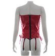 Sexy Women Red PVC Vinyl Bustier Corset Patent Leather Front Lace Up Strapless Top with Suspender Belt Fetish PVC Basque Sexy Women Red PVC Vinyl Bustier Corset Patent Leather Front Lace Up Strapless Top with Suspender Belt Fetish PVC Basque