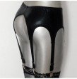 Women Black Wet Look Gothic Fetish 6 Wide Straps Metal Buckles Sexy Garter Belt For Stockings Suspenders