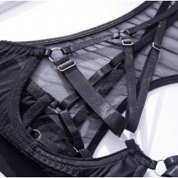 Sexy 5-Piece Mesh Lingerie Set  Choker Underwear Set Gothic Sexy Fancy Set Sleepwear