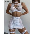 Sexy 5-Piece Mesh Lingerie Set  Choker Underwear Set Gothic Sexy Fancy Set Sleepwear