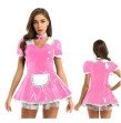 Mens PVC Sissy Maid Uniform Fancy Dress maid Costume Outfit Short Sleeve Dress with Choker and Headband Mens PVC Sissy Maid Uniform Fancy Dress maid Costume Outfit Short Sleeve Dress with Choker and Headband