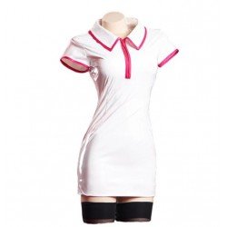PVC Nurse cosplay Nurse Uniform Black White Latex Bodycon Plus Size