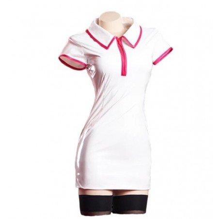 PVC Nurse cosplay Nurse Uniform Black White Latex Bodycon Plus Size