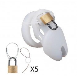 Silicone Chastity Cage Male Cock Lock With 5 Sizes Penis Ring Chastity Belt Sextoys For Men