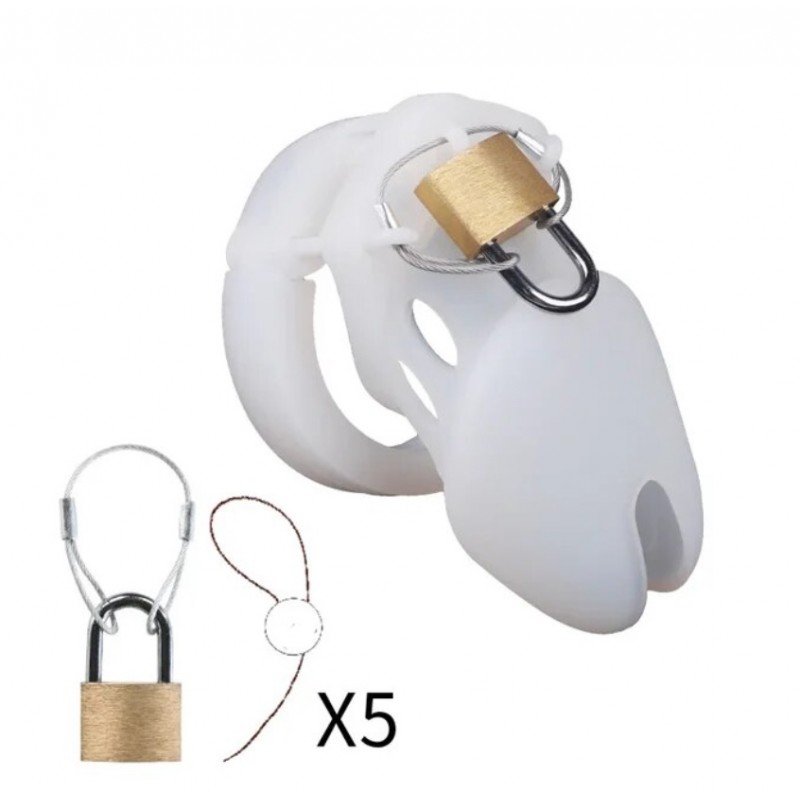 Silicone Chastity Cage Male Cock Lock With 5 Sizes Penis Ring Chastity Belt Sextoys For Men