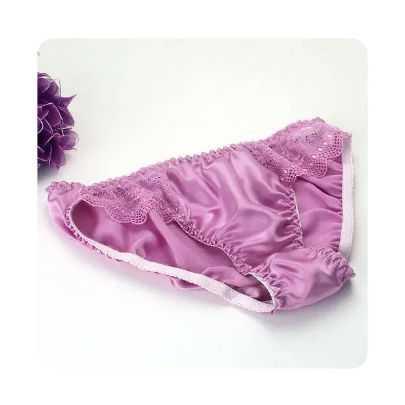 100% mulberry silk silk briefs, women's briefs, breathable, sweat-wicking, exquisite lace edges