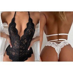 Women's Sexy Lingerie Lace Floral Nightwear Bodysuits Ladies Sleepwear Strap Lace Up Teddies Babydoll Underwear Fashion Jump