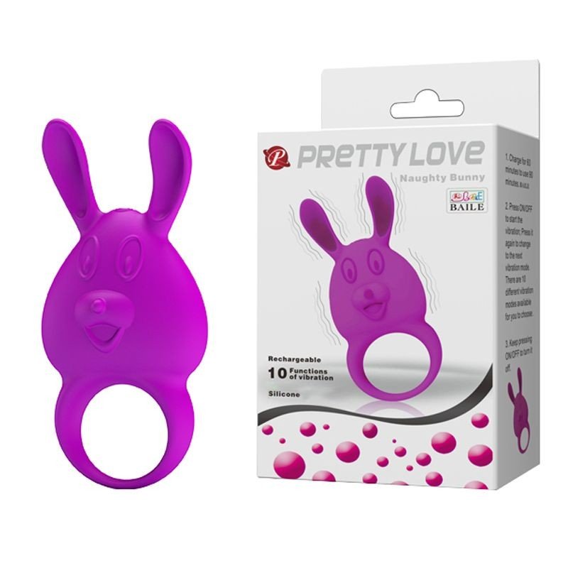 Pretty Love Erotic Sex Toy Silicone Rabbit Vibrating Cock Ring Waterproof 10 Speed Delay Penis Ring