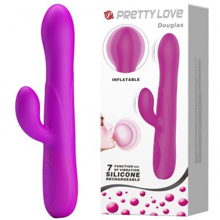 Pretty Love Silicone Inflatable Penis With Clitoral Vibrator Waterproof Massaging Wand Adult Sex Toys G-spot Rechargeable Vi