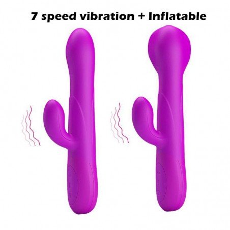 Pretty Love Silicone Inflatable Penis With Clitoral Vibrator Waterproof Massaging Wand Adult Sex Toy