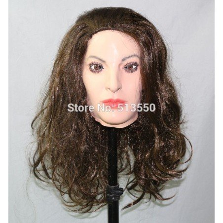 Halloween Cosplay Costume Latex Crossdressing Female Mask for Male Transgender Dress Up