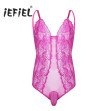 Mens Gay Jockstraps Sheer Crossdress Lingerie Adjustable Spaghetti Straps Lace Black Sissy Pouch Bod