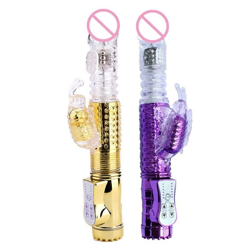 USB Rechargeable Multi Speed Rotating Thrusting Rabbit Vibrator Butterfly Clitoris Stimulator G-spot Dildo Massager Sex Toys