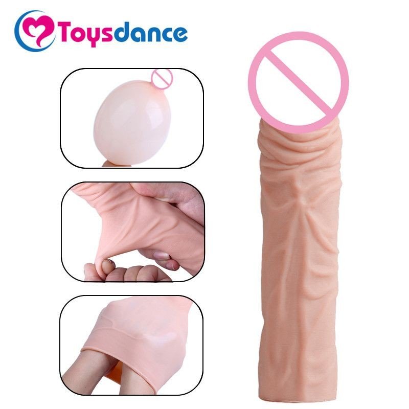 Toysdance Super Flexible Penis Sleeve For Men Adult Sex Toy Reusable Condom Increase Length And Thic